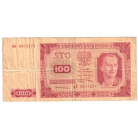 Poland 1948 100 Zlotych Note, Pick #139a, F For Discount