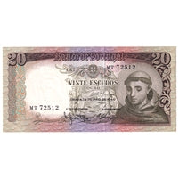 Portugal 1964 20 Escudos Note, Pick #167a, AU Discount