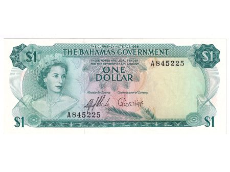 Bahamas 1965 1 Dollar Note, Pick #18a 2 Signatures, UNC Discount