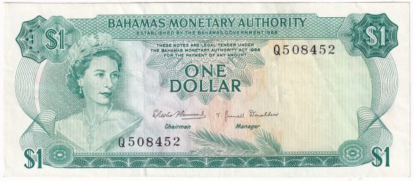 Bahamas 1968 1 Dollar Note, Pick #27a, VF-EF on Sale