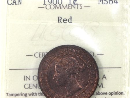 1900 Canada 1-cent ICCS Certified MS-64 Red (Dented holder). Outstanding Key Date! Hot on Sale