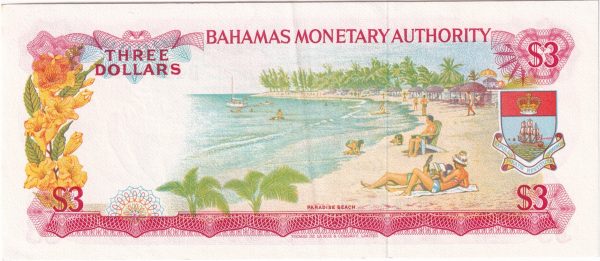 Bahamas 1968 3 Dollar Note, Pick #28a, AU Fashion