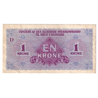 Denmark 1945 1 Krone Note, Pick #M2, VF-EF Fashion