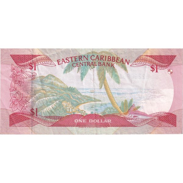 East Caribbean Note 1988-89 1 Dollar, Suffix L, VF For Cheap