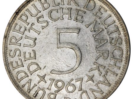 Germany 1967D 5 Marks Uncirculated (MS-60) on Sale