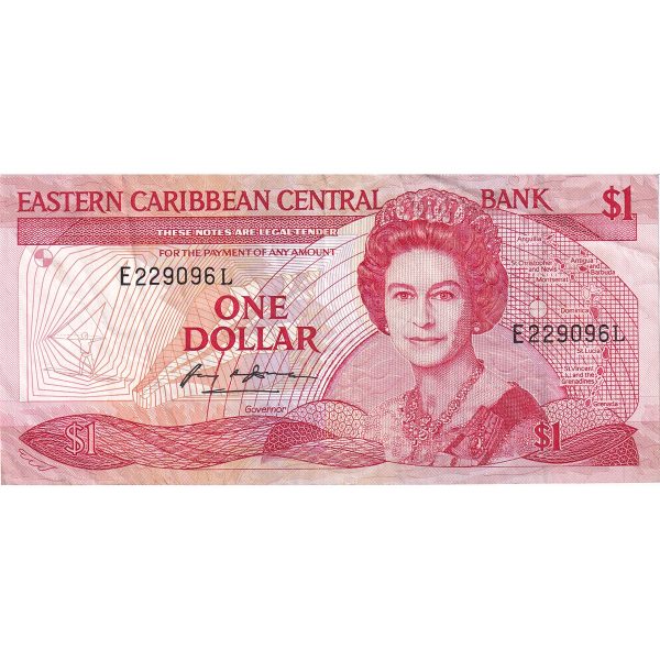 East Caribbean Note 1988-89 1 Dollar, Suffix L, VF For Cheap