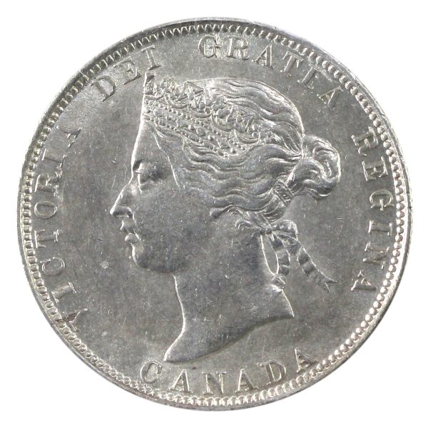 1874H Canada 25-cents ICCS Certified AU-50 Supply