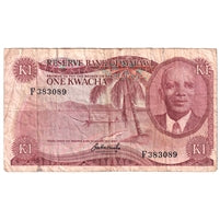 Malawi 1973 1 Kwacha Note, Pick #10a, VF Discount