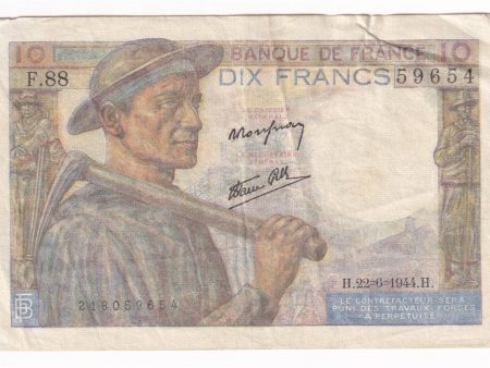 France Note 1944 10 Francs, EF Hot on Sale