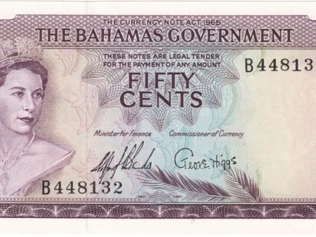 Bahamas 1965 1 2 Dollar Note, Pick #17a, UNC Discount