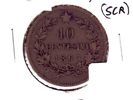 Italy 1863 10 Centesimi Extra Fine (EF-40) Scratched Online Hot Sale