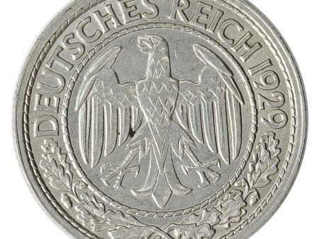 German Weimar Republic 1929F 50 Pfennig UNC+ (MS-62) $ Cheap