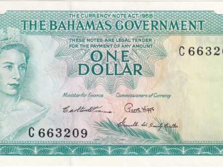 Bahamas 1965 1 Dollar Note, Pick #18b 3 Signatures, AU Online Sale