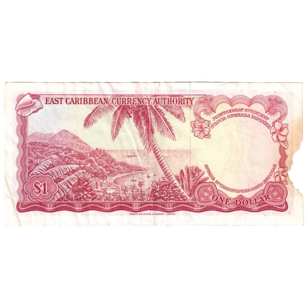 East Caribbean States 1965 1 Dollar Note, Pick #13e, EF (Damaged) Sale