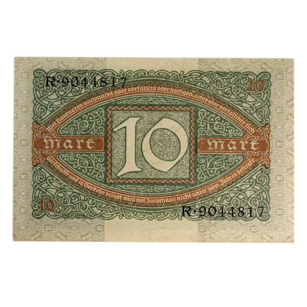 Germany 1920 10 Mark Note, Pick #67a, AU-UNC Hot on Sale