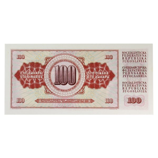 Yugoslavia 1965 100 Dinara Note, Pick #80b, UNC Hot on Sale