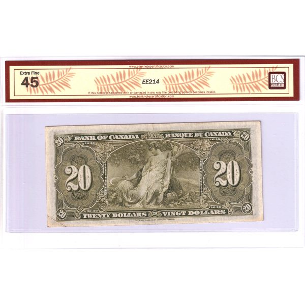 BC-25b 1937 Canada $20 Gordon-Towers, D E, BCS Certified EF-45 (Writing) Online Sale