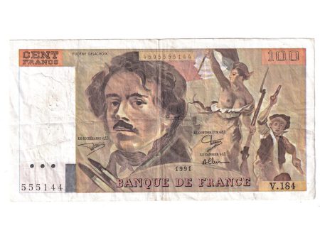 France 1991 100 Francs Note, Pick #154f, VF (Holes) Discount