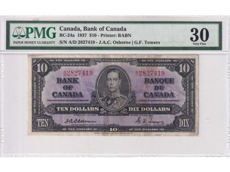 BC-24a 1937 Canada $10 Osborne-Towers, A D, PMG Certified VF-30 Online