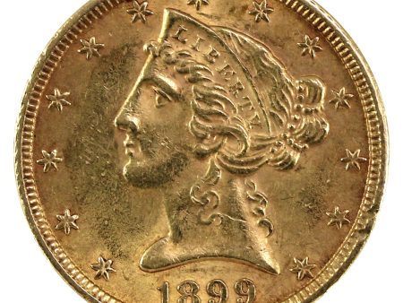 1899 USA $5 Gold Half Eagle Almost Uncirculated (AU-50) Nicks Online Sale