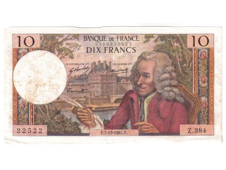 France Note, 1967 10 Francs, Pick #147c, EF (Tears) on Sale