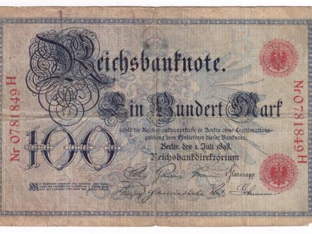 Germany Note 1898 100 Mark, VG (Holes) For Discount