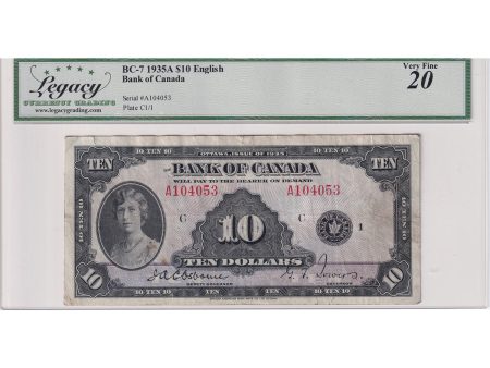 BC-7 1935 Canada $10 Osborne-Towers, Check Letter C, Legacy Certified VF-20 (Issues) Discount