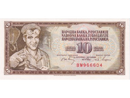 Yugoslavia Note 1968 10 Dinara, Without Thread, UNC Hot on Sale