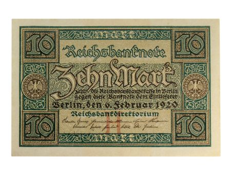 Germany 1920 10 Mark Note, Pick #67a, AU-UNC Hot on Sale