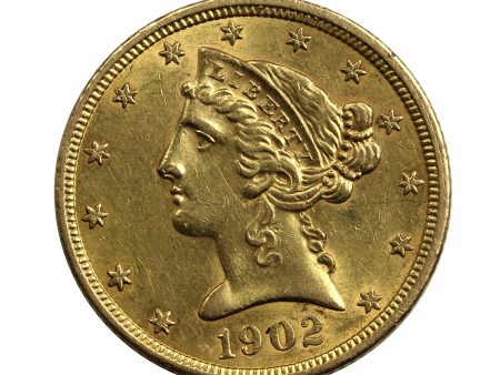 1902 S USA $5 Gold Half Eagle AU-UNC (AU-55) Fashion