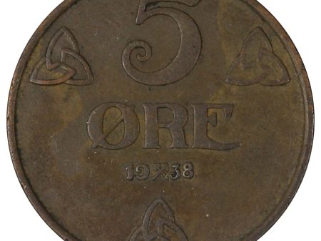 Norway 1938 5 Ore Extra Fine (EF-40) Discount