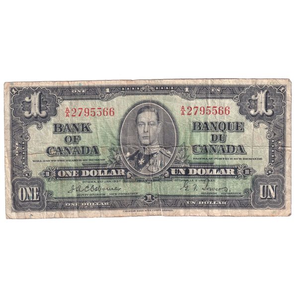 BC-21a 1937 Canada $1 Osborne-Towers, A A, VG-F Online now