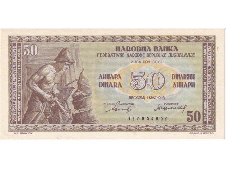 Yugoslavia Note 1946 50 Dinara, 9 Digit, AU Online Hot Sale